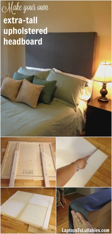 Extra-tall upholstered DIY headboard {Heather's Handmade Life}