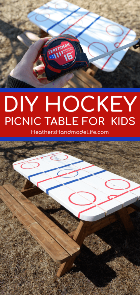 DIY Hockey Picnic Table For Kids {Heather's Handmade Life}
