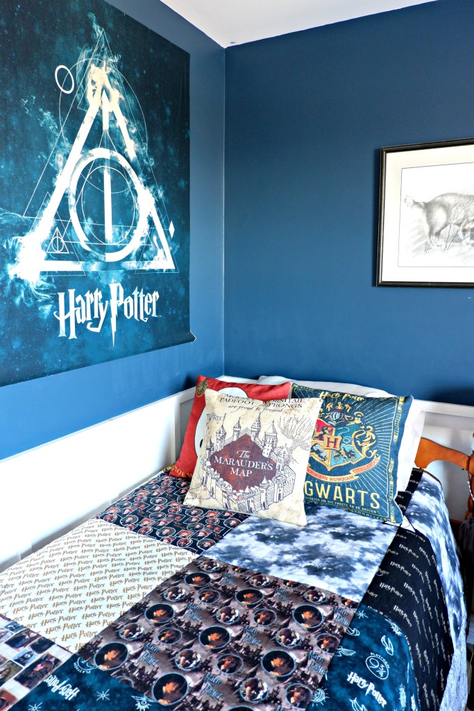 Yes, this DIY Harry Potter quilt was expensive to make, but it’s king-sized so it will grow with our son as he upgrades to bigger beds as he gets older. Plus, it’s a one-of-a-kind handmade quilt made with love from his mom. Can that really compete with a Nintendo Switch? Well, let’s not ask him to choose. ;)