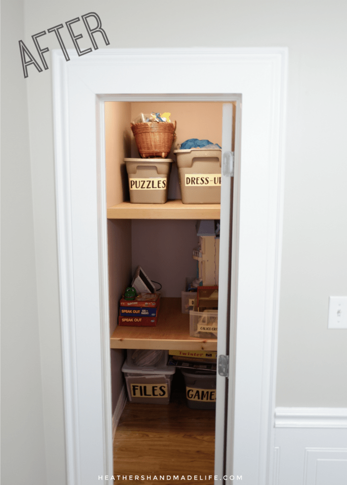 Skinny closet overhaul: How rethinking its shelves changed everything {Heather's Handmade Life}