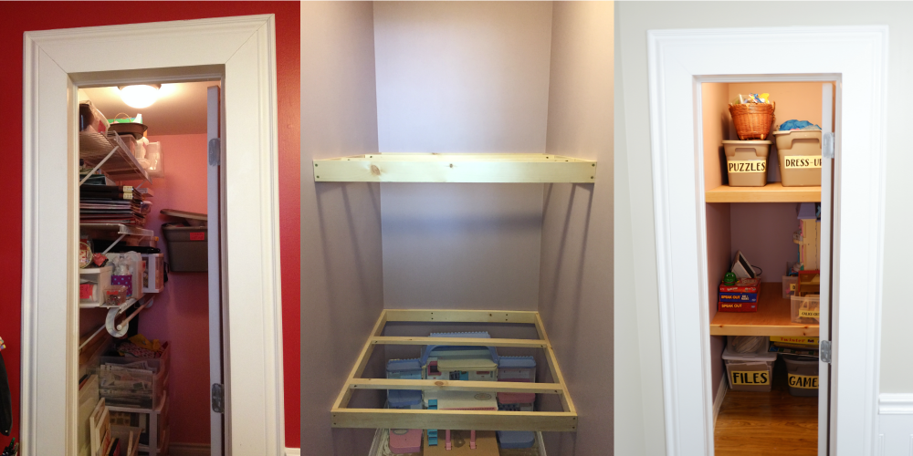 Skinny closet overhaul: How rethinking its shelves changed everything {Heather's Handmade Life}