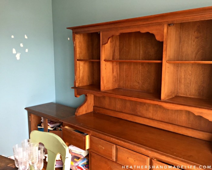 Why you should paint your hutch: We painted our hutch white and the difference is AMAZING {Heather's Handmade Life}