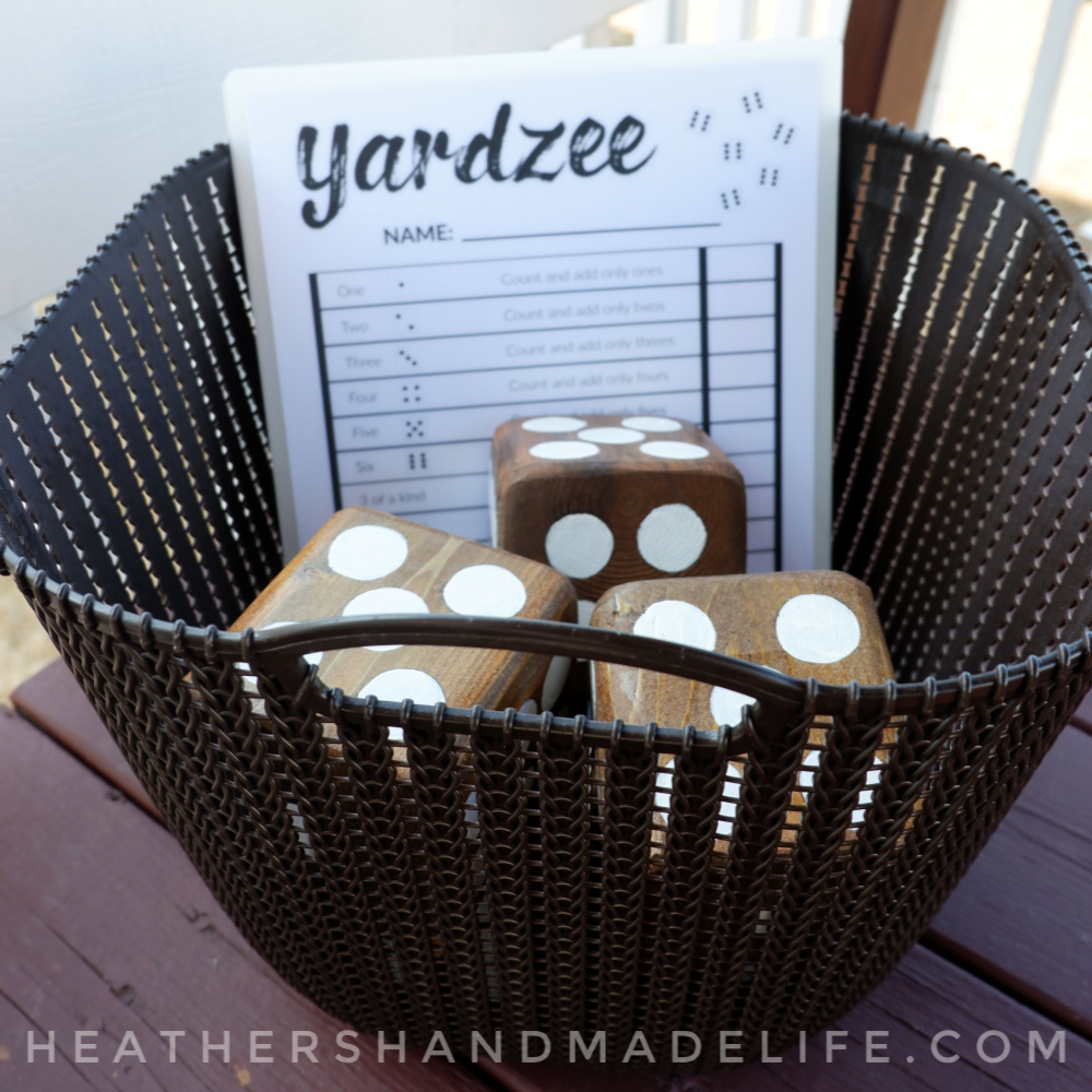 Yardzee! DIY Yahtzee for the yard | Full tutorial + free printable score sheet {Heather's Handmade Life}