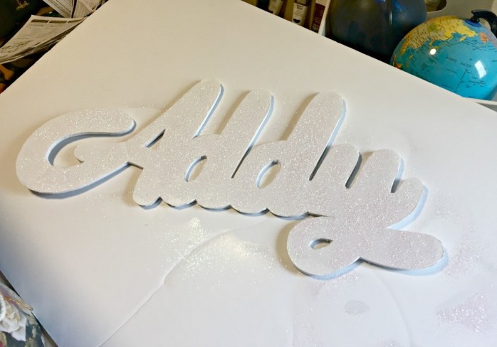 DIY glitter name from foam core {Heather's Handmade Life}