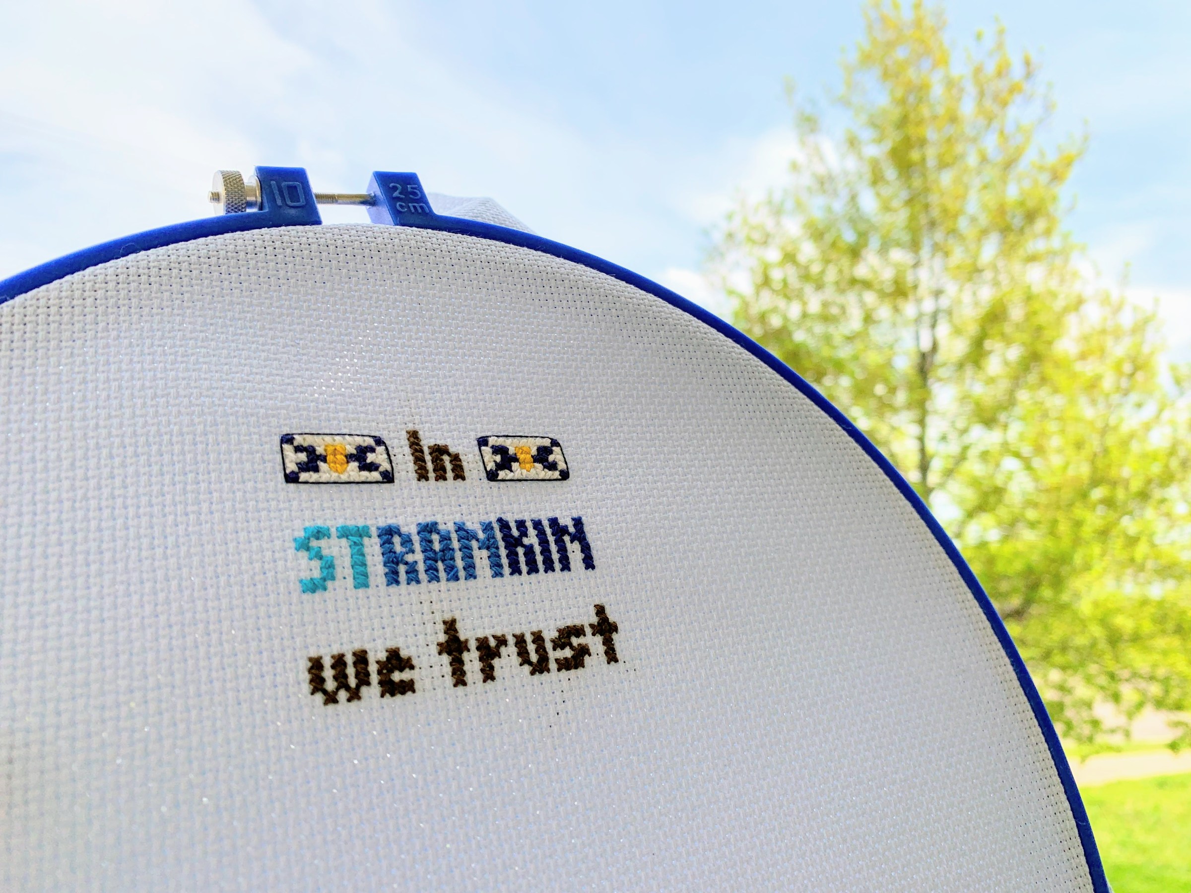 #InStrankinWeTrust Nova Scotia COVID cross-stitch (designed by Heather Laura Clarke @HFXHeather)