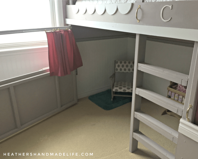 DIY loft bed, play area + reading nook {Heather's Handmade Life}