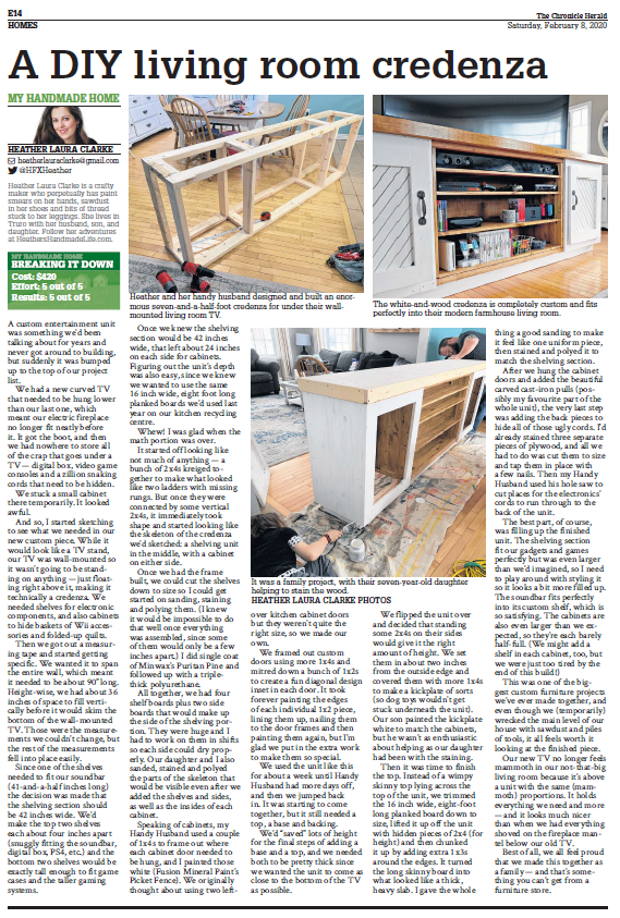 DIY TV Credenza: How to build the perfect living room entertainment unit for below a wall-mounted TV {Heather's Handmade Life}