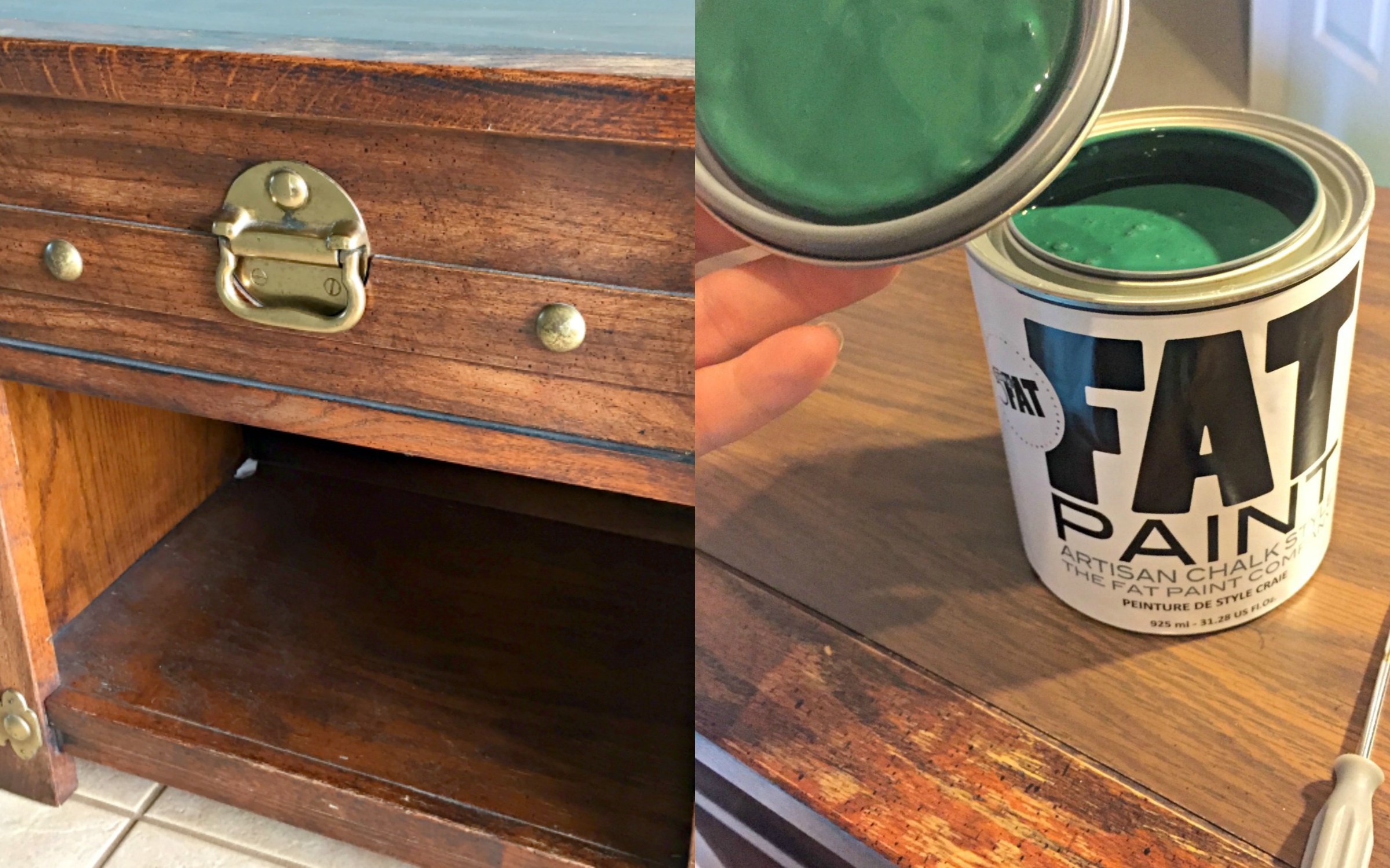 Wood nightstand makeover with FAT Paint {Heather's Handmade Life}