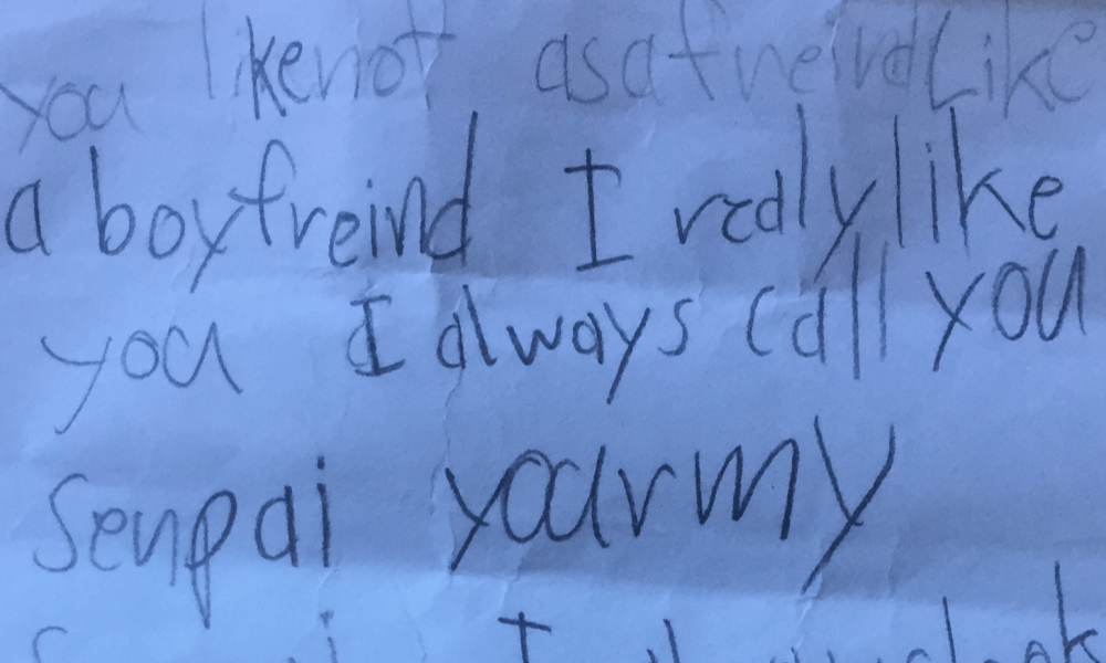 "Notice me, Senpai!" My 8-year-old's secret admirer sent him the weirdest note! {Heather's Handmade Life}