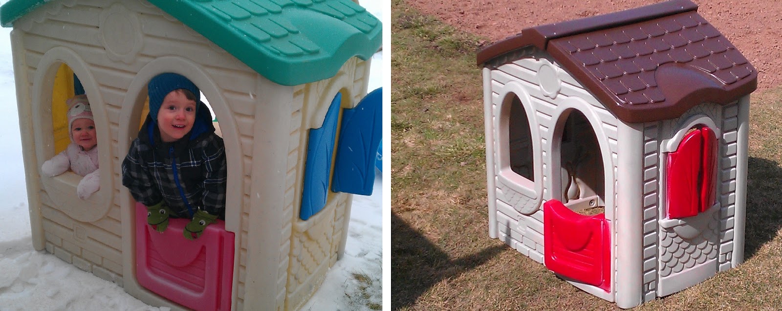 Give your playhouse an easy makeover with a little spraypaint! {Heather's Handmade Life}