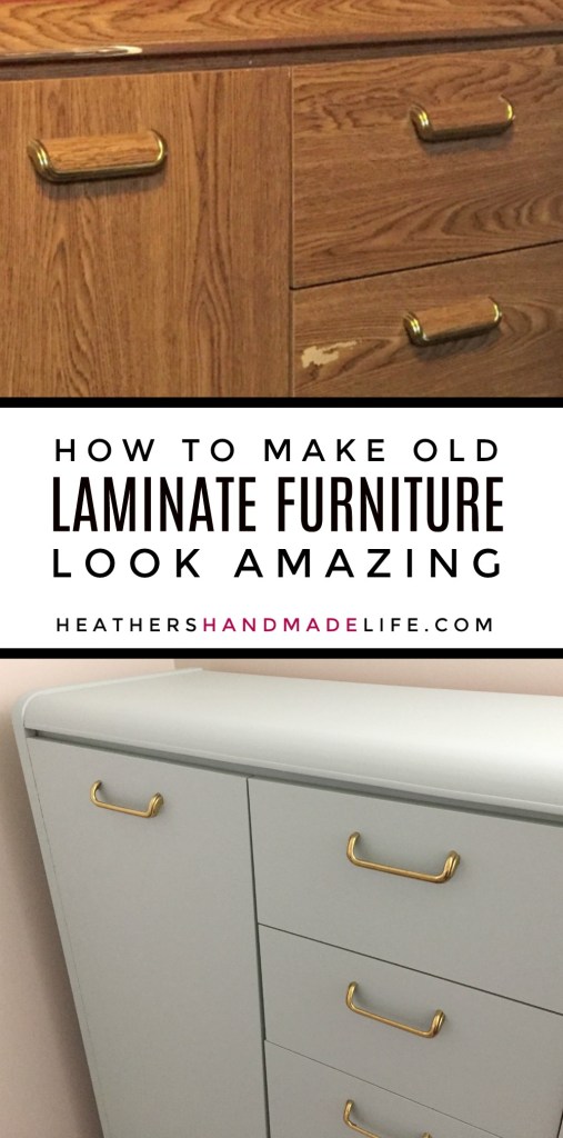 Laminate furniture makeover -- How to turn old laminate furniture into AMAZING pieces {Heather's Handmade Life}
