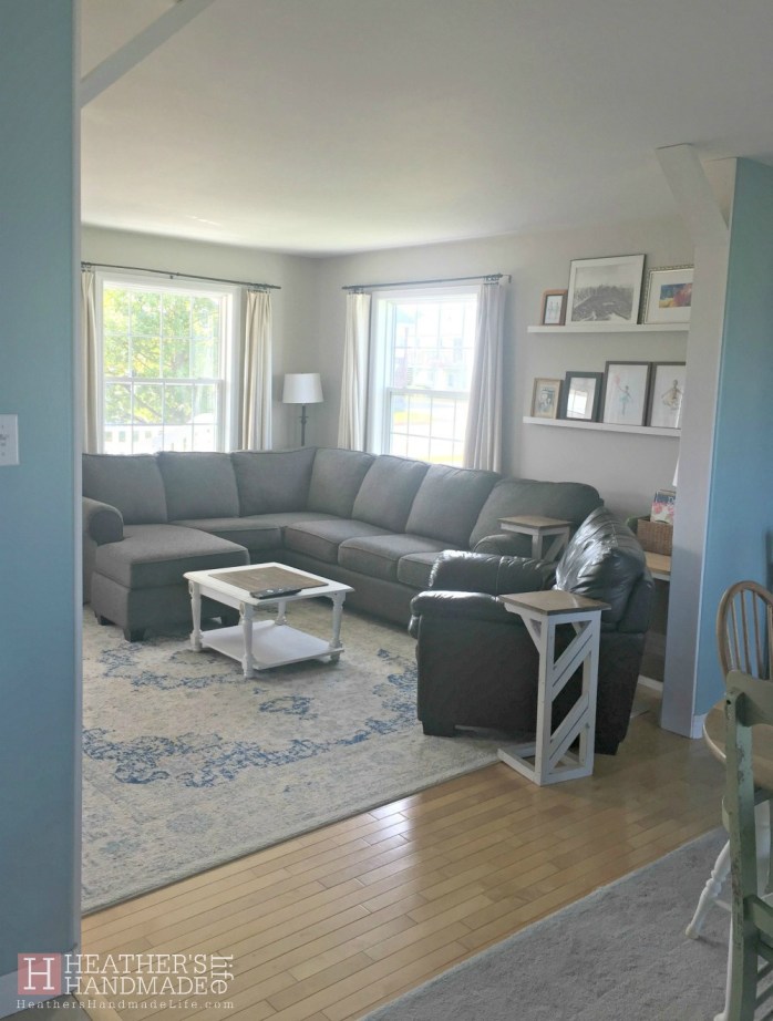 DIY wooden 'archways' to divide an open-concept space and use different paint colours {Heather's Handmade Life}