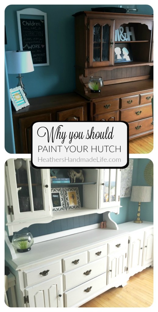 Why you should paint your hutch: We painted our hutch white and the difference is AMAZING {Heather's Handmade Life}