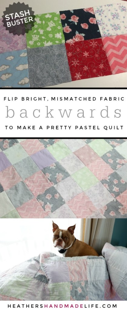 The backwards fabric hack: How to make a FREE quilt using mismatched or ugly fabric {Heather's Handmade Life}